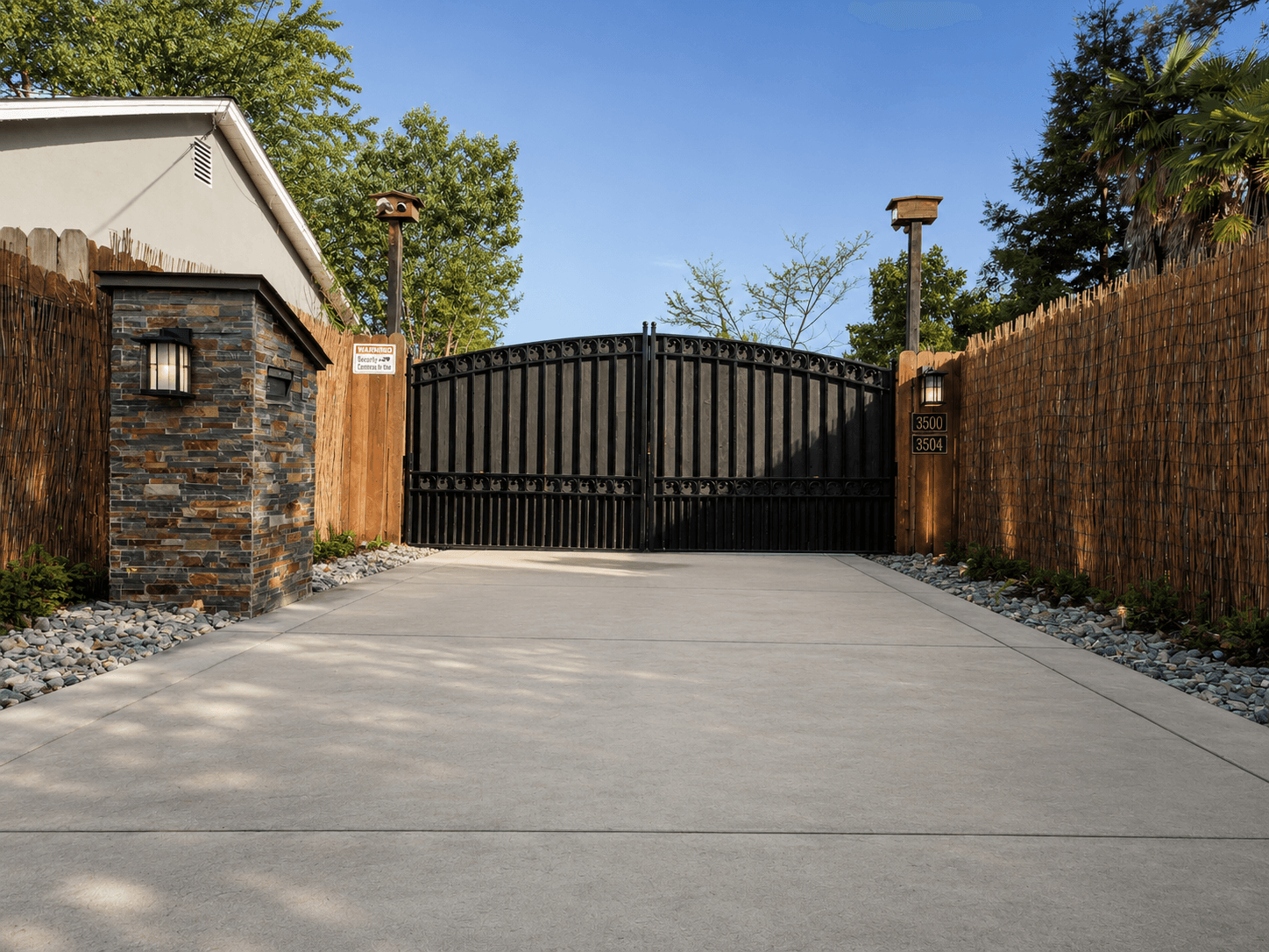 Secure gated entrance at The Oaks at Garfield Carmichael CA